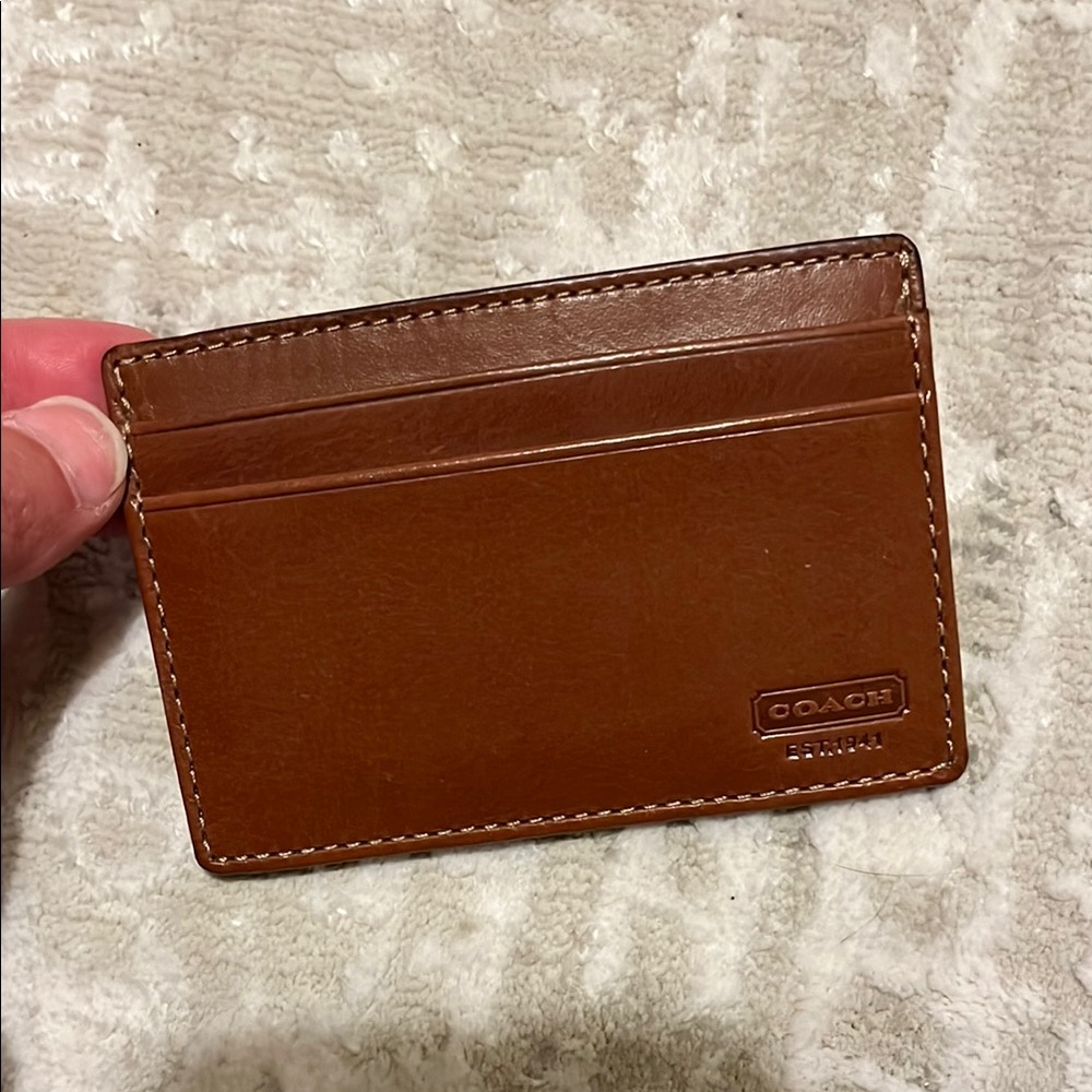 Coach Brown Leather Money Clip and Card Holder